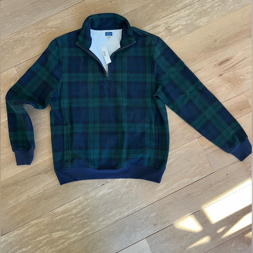 J. Crew Double Half Zip Plaid Pullover NWT